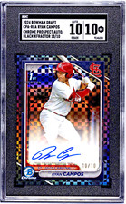 Ryan Campos 2024 Bowman Chrome 1st Year Black Xfractor Autograph 10/10 SGC 10