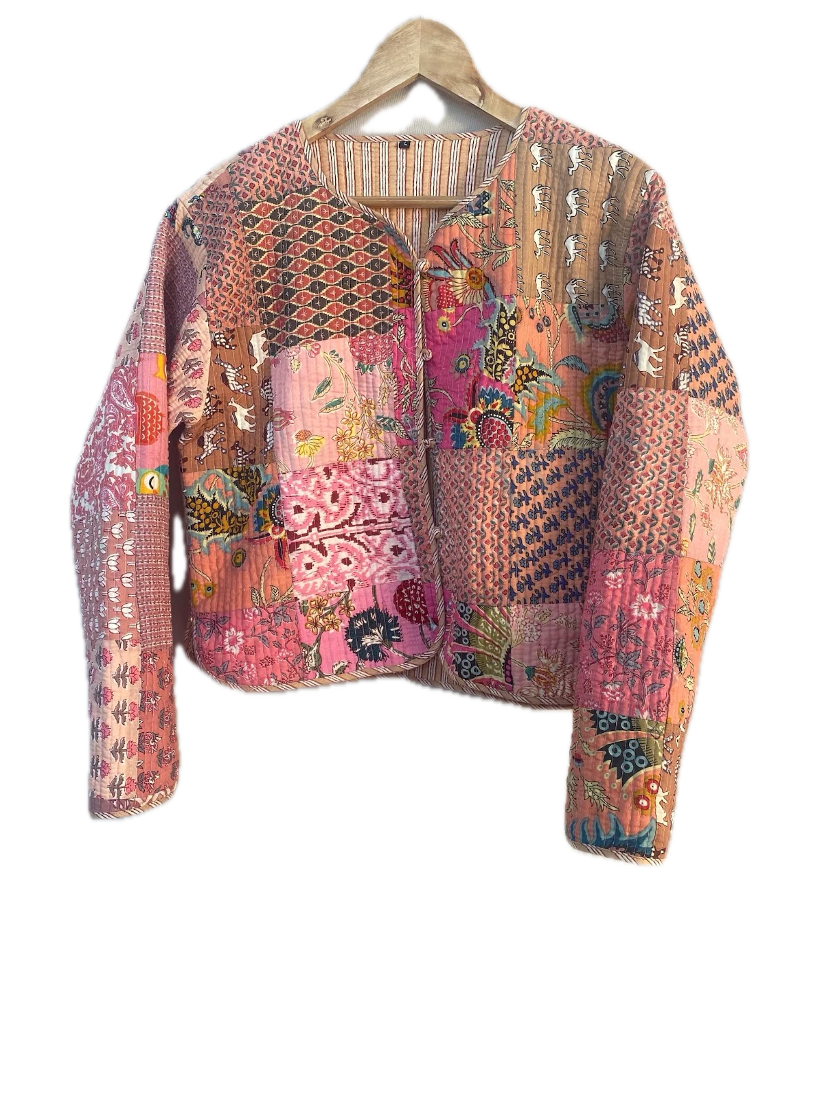 Indian Peach Patchwork Cotton Quilted Unisex Jacket Women's Clothing Jacket AU