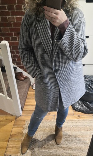 ZARA ECRU KHAKI GREEN BLUE HOUNDSTOOTH 