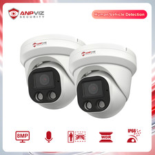 Anpviz 2-Pack 4K 8MP PoE IP Camera AI Human Vehicle Color Night Vision NDAA