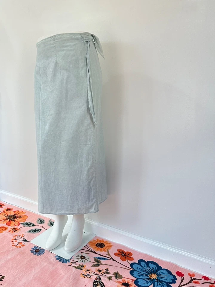 Ralph Lauren женщин хлопок надежном Midi юбка размер L синий 90-х винтажный Chambray - Изображение 3 из 4