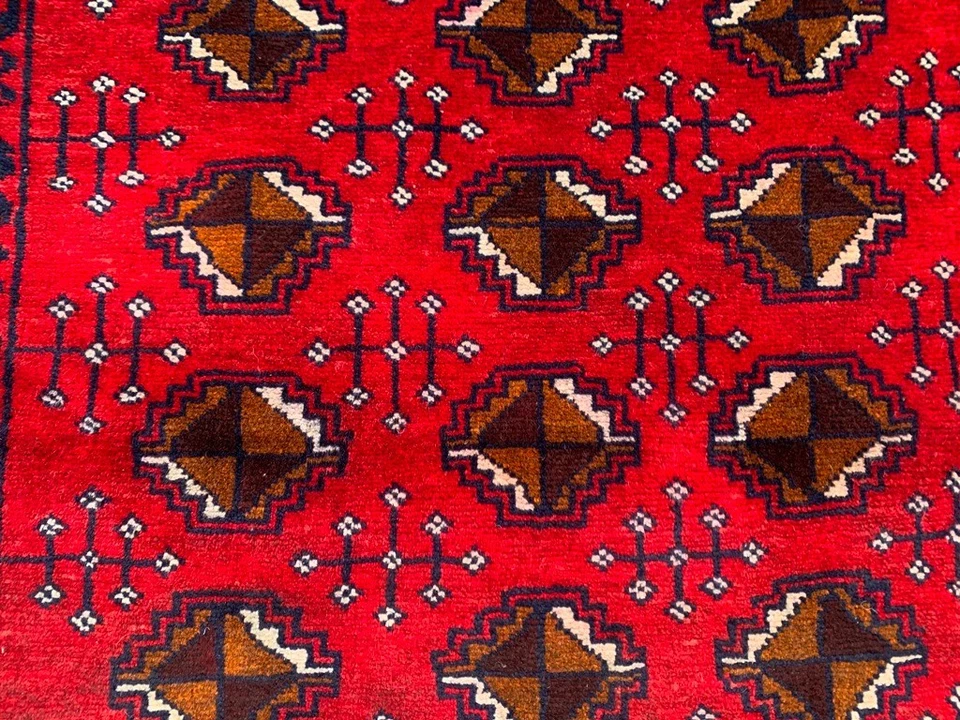 Винтажный афганский ковер ручной работы 3x4 фута для гостиной комнаты бухары спальни килима - Изображение 4 из 4