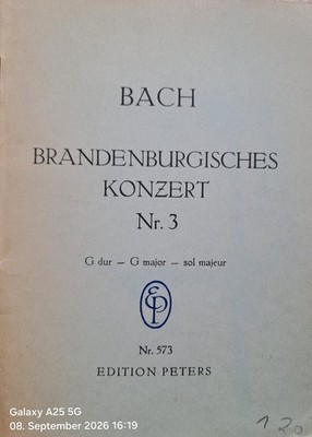 Johann Sebastian Bach / Brandenburgisches Konzert Nr. 3 G-Dur / Edition Peters