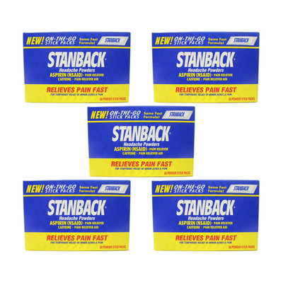 5 Pack Stanback Headache Powders Relieves Pain Fast 50 Stick Packs Fast Ship
