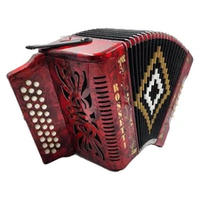 Rossetti 31-Button Diatonic Accordion 12 Bass FBE Red – 3112-FBE-RD