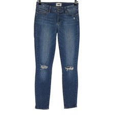 Paige Verdugo Ankle Skinny Jeans Mid Rise Orleans Distressed Medium Denim 27