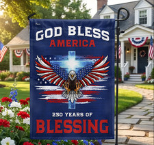 250 Years of Blessing Flag, God Bless America with Eagle Garden Flag, House Flag