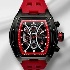 IceTime 45mm Men's Red Black Dial Steel Mens Watch 0.10ct Diamonds IT24