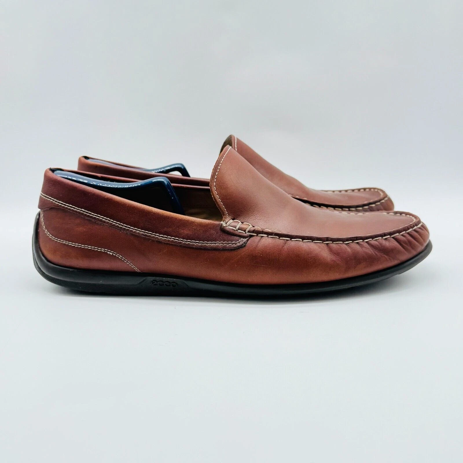 Scarpe Ecco Uomo EU 44 US 10 Mocassini Pelle Marrone Guida Slip On Casual Comfort