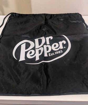 Dr. Pepper Est. 1885 Logo Drawstring Backpack Black Shoulder Bag 19 x 16.5