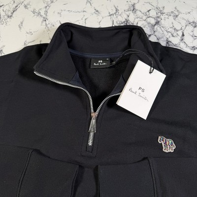 PS PAUL SMITH Mens Black Half Zip Zebra Sweatshirt SIZE XL BNWT Quarter Zip