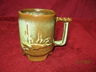 Vintage Frankoma  Pottery #C1 ROAD RUNNER MUG, Prairie Green Glaze