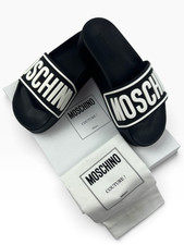 Moschino Couture Logo Platform Slide Sandals Black White Women's Sz 36 US 6 NIB