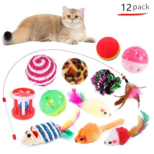 12/20 x Pet Cat Bells Mouse Toys Kitten Interactive Indoor Toys Bulk Ball Toys