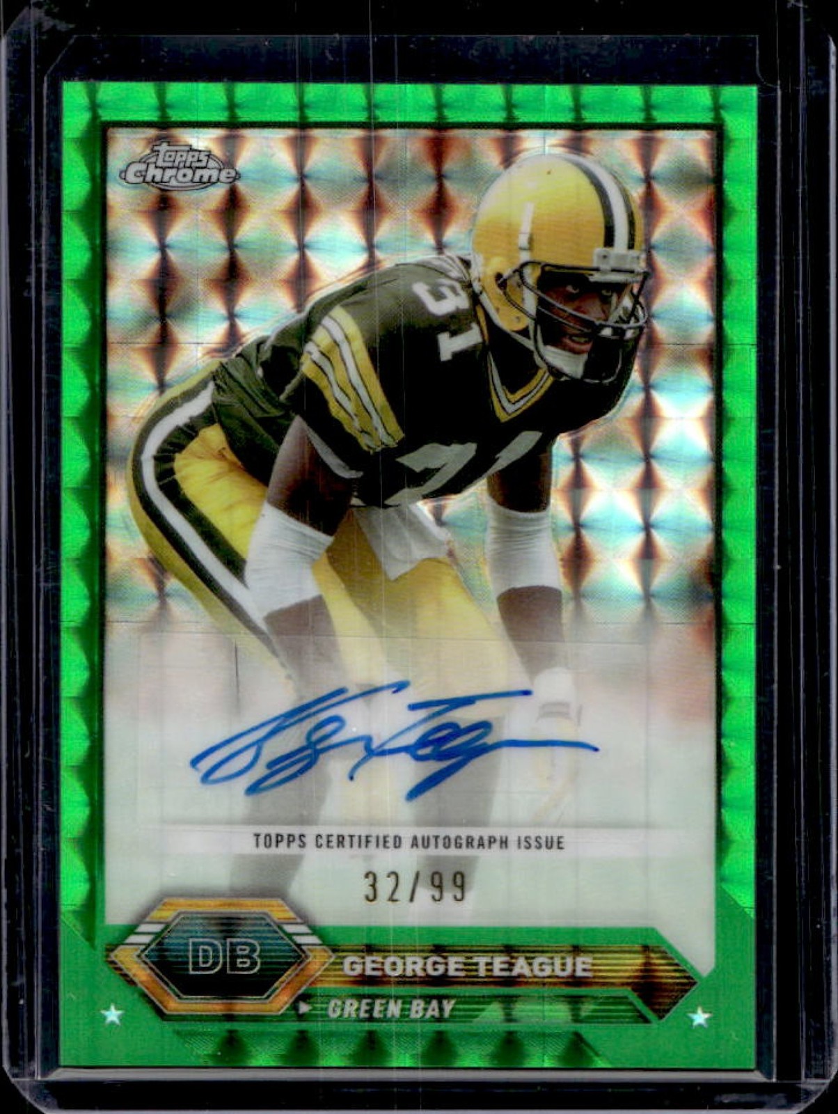 2023 Topps Composite George Teague Chrome Auto Geometric Green #32/99 Packers