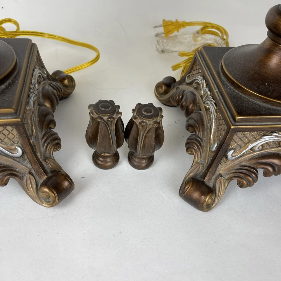 Pair Of Brown Vintage Lamp; Vintage; With Orange Details Foto 4 de 4