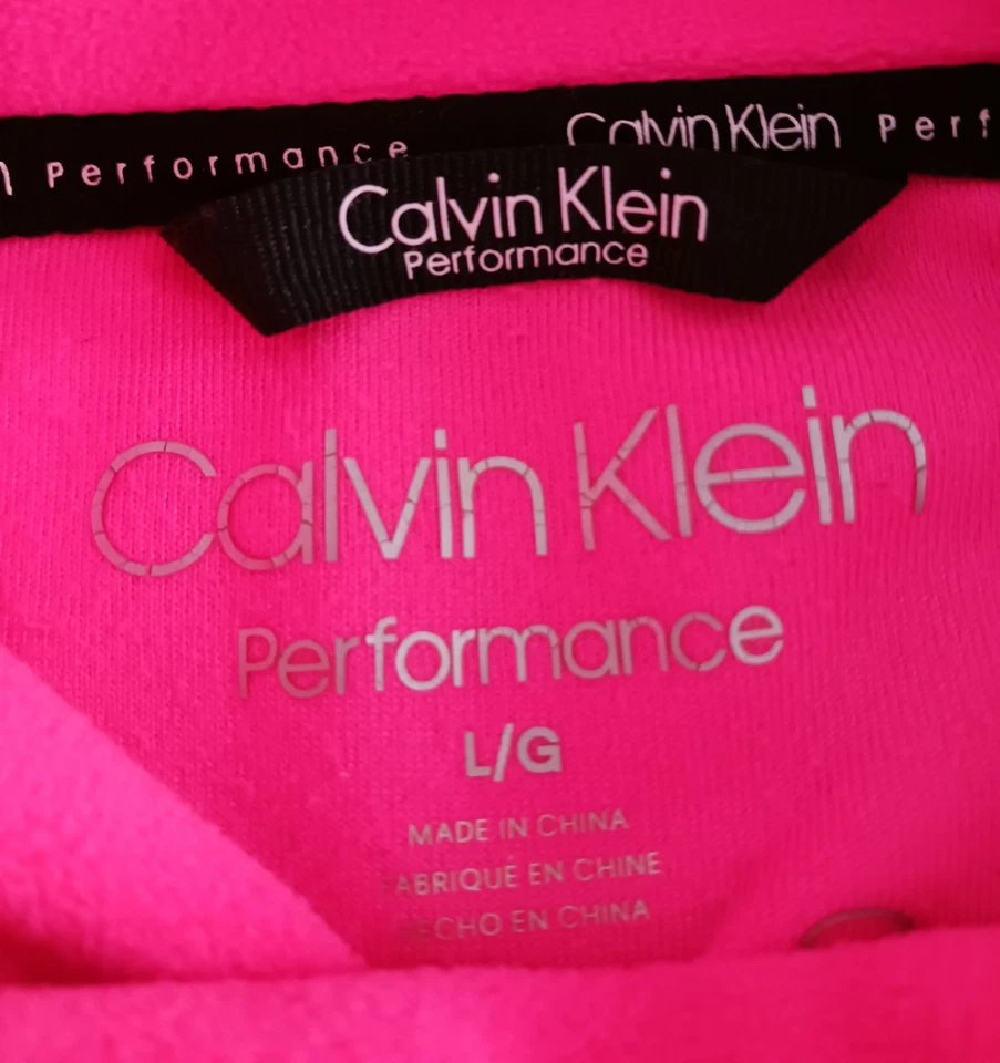 Calvin Klein Performance Rosa Neón Suelto Cuello Alto con Bolsillo Canguro Top L Foto 2 de 4