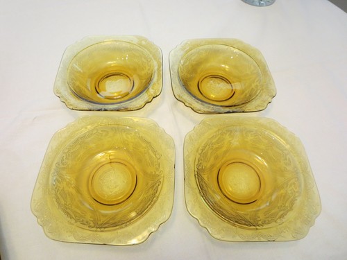 Vintage 20-Piece Setting For 4 Of Federal Amber Depression Glass Madrid - Picture 6 of 16