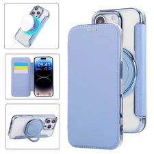 For iPhone 17 Pro Max Air 16 15 Flip Card Kickstand Shockproof Mag Safe Case