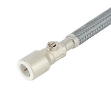 Flomasta Push-Fit Straight Flexible Hose with IsolatingValve 15mm x 1/2" x 300mm