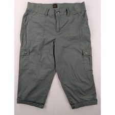 Lee Cargo Capri Pants Women 16W Sage Green Stretch Utility Cuffed Cropped