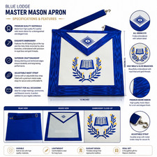 Premium Masonic Regalia Blue Lodge Chaplain Apron White Faux Leather Embroidered
