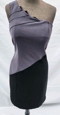 Vintage C. Luce Cocktail Dress Gray/Black Off the shoulder Size Small