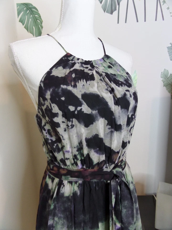 Vestido Andrew Marc Sin Mangas Cuello Alto Forrado Mezcla Seda Pintura Acuarela Talla 6 Foto 4 de 4