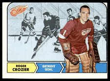 1968-69 Topps #23 ROGER CROZIER  Detroit Red Wings  EX-EX+ (Miscut)