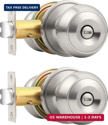 Probrico Privacy Door Knobs Brushed Nickel Finish, Interior Keyless Door Knobs L