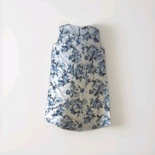 Women  s Blue And White Floral Sleeveless Dress