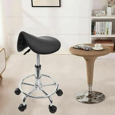 Adjustable Hydraulic Swivel Saddle Stool SPA Salon Rolling Chair with Wheels