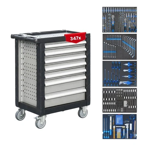 SW Steel 347 Pcs Tool Workshop Trolley Tool Trolley 7 Drawer Rolling Trolley