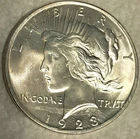 Stunning 1923 Peace Silver Dollar, GEM BU Luster On Luster !!  Planchet Flaw