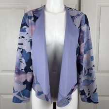 Chico  s Abstract Watercolor Floral Faux Suede Draped Jacket - Size 1 Medium 8 