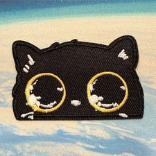 Black Cat Face Embroidered Sew-On Embroidery Patch Animals Theme Single