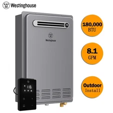 Westinghouse 180,000 BTU Natural/Propane Gas Outdoor Tankless Water Heater 24L