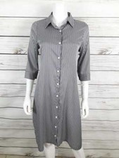 Pinkyotto New York Womens Shirt Dress XL Gray/White Striped Button Up Sides Open