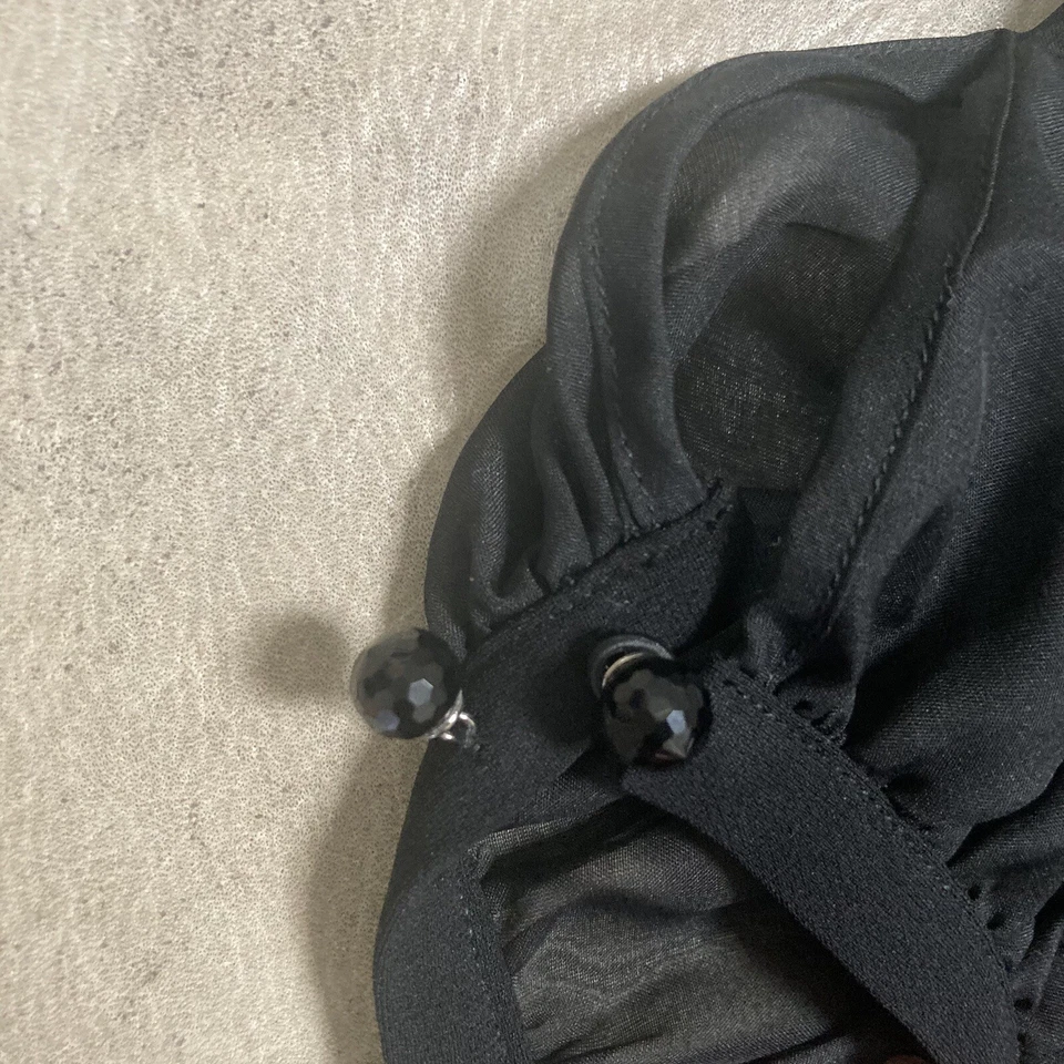 Etcetera Dress Women Sz 8 Black Silk Blend Sheath Sheer Sleeve V Neck Minimalist - Image 2 of 4