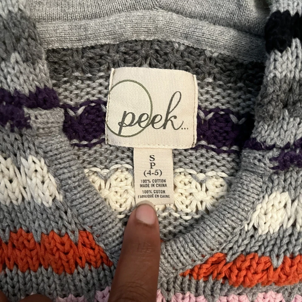 Suéter con Capucha Tejido a Rayas Arco Iris Gris Peek Talla Pequeña (4-5) Foto 4 de 4