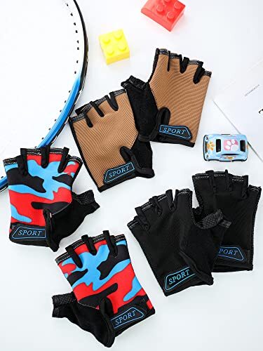 3 Pairs Kids Half Finger Gloves Sport Gloves Non-Slip Gel 8 - 12 Years Classic - Bild 8 von 8