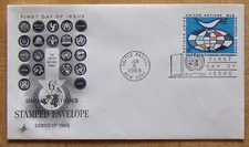 United Nations FDC 6¢ Stamped envelope New York 8/1969. (1-3)