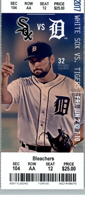 Chicago White Sox vs Detroit Tigers 6/2/2017 Full Ticket   Miguel Cabrera 3H/4R.