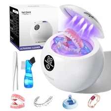 YACONIX Retainer Cleaner Machine 45kHz Ultrasonic Dental Retainer Cleaner