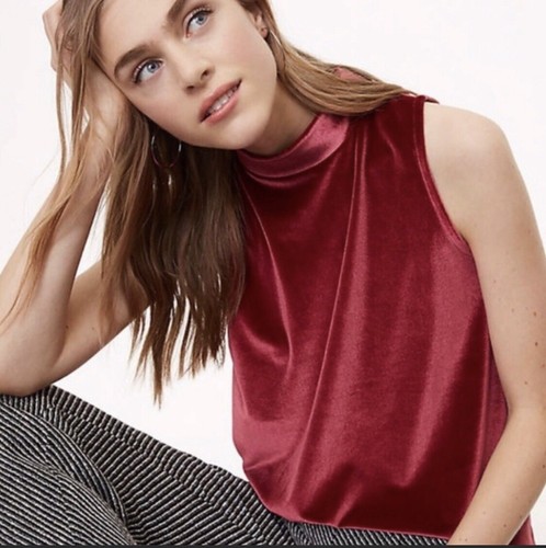 Loft Red Velvet Mock Turtle Neck 