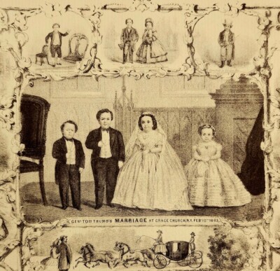 1930 Tom Thumb's Marriage 1863 Lithograph Romance Currier Ives Art Print