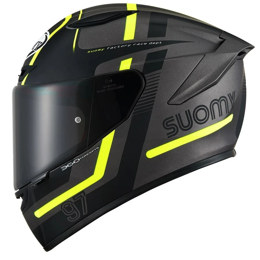 Motorrad Suomy Track-1 Ninety Seven Integralhelm (schwarz/gelb) Gr: M (57) - Bild 2 von 2