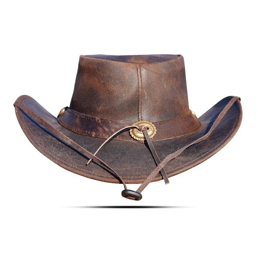 Shapeable Leather Cowboy hat into Outback hat Western  display picture 1