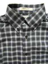 L.L.Bean men's plaid shirt traditional fit small reg blue & white LSHTA324