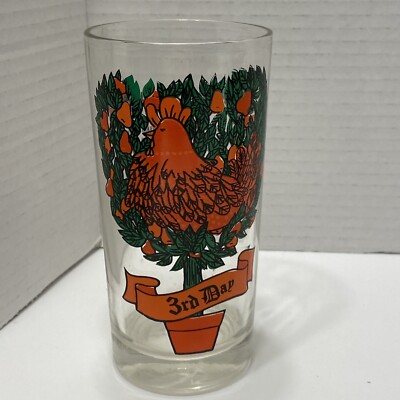 12 Days of Christmas 3rd Day Three French Hens Glasses Cup Glass 5 1/2 